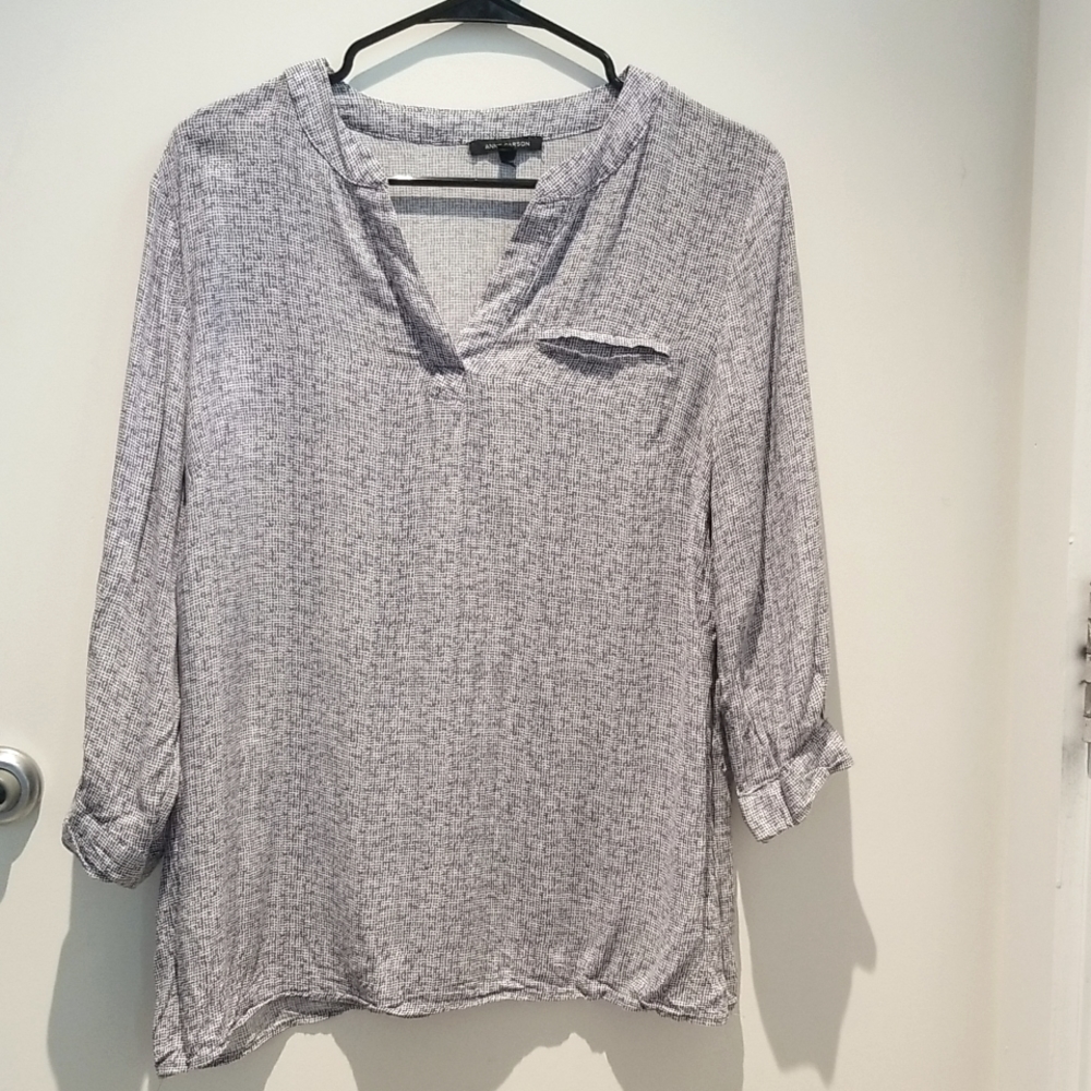 Blue Patterned Work Blouse